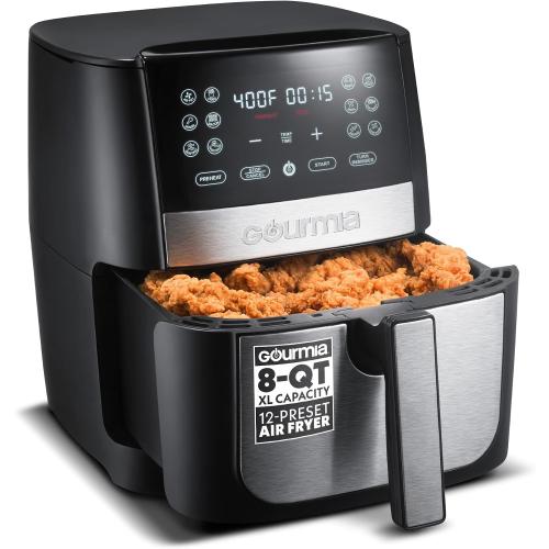 Gourmia Air Fryer - 8 Qt Basket Capacity, 12 Presets, Stainless Steel
