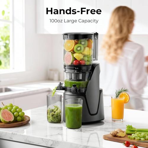 EanOruus Juicer Machines, 3-in-1 Cold Press Juicer, Premium Gray