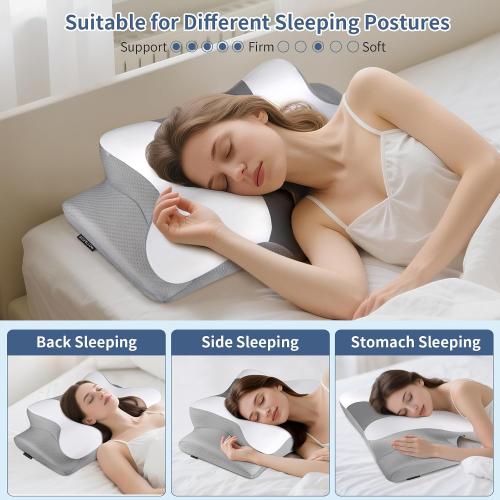 Cervical Neck Pillow for Pain Relief - Ergonomic Pillow Side Sleeper Pillow for Sleeping, Orthopedic Bed Pillow Neck Support Pillow, Contour Memory Foam Pillows for Side Back Sleepers