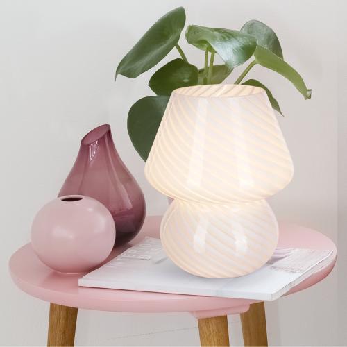 Catalina Lighting Mushroom Table Lamp, White Glass, White