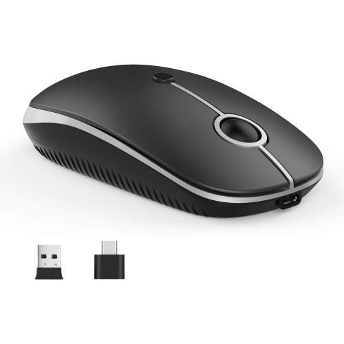 VssoPlor Type C Wireless Mouse, USB C MacBook Wireless Mouse, Black Silver