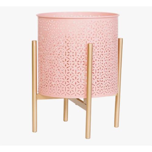 Jalesse Boho Indoor Metal Pot Planter With 4-Leg Metal Base Pink
