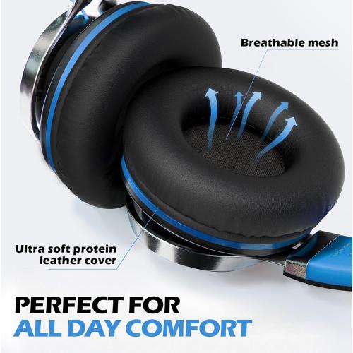 AILIHEN C8 Kids Wired Headphones with Mic for School, 3.5mm Jack, BlackBlue