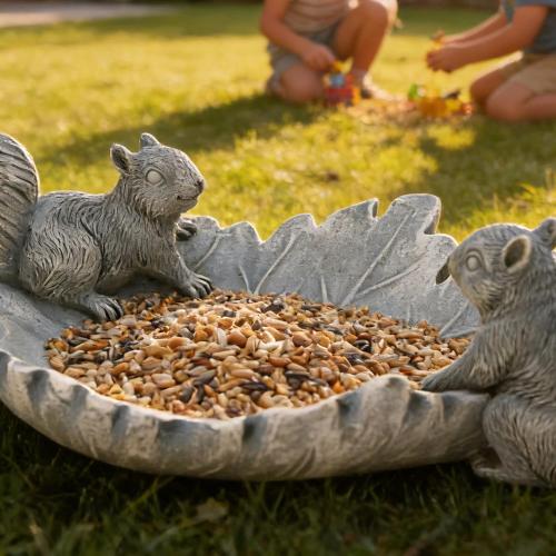 Concrete Bird Bath Bowl for Outside Small Bird Water Feeder Garden Decor