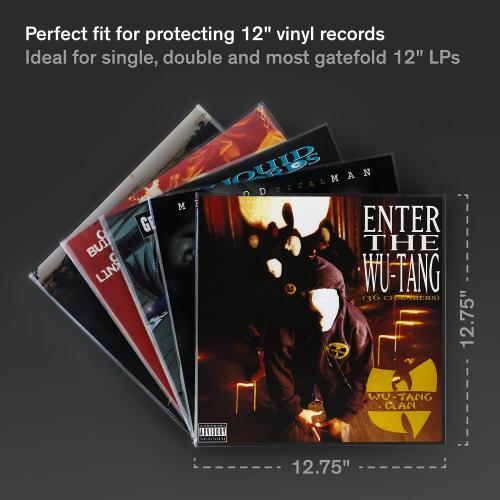 Pack of 50 Size 12.75x12.75 Boundless Audio Vinyl Record Sleeves - 50 x Premium Outer Vinyl Sleeves for Records - 12.75 x 12.75 Heavy Duty 3 Mil Thick Crystal Clear Polypropylene