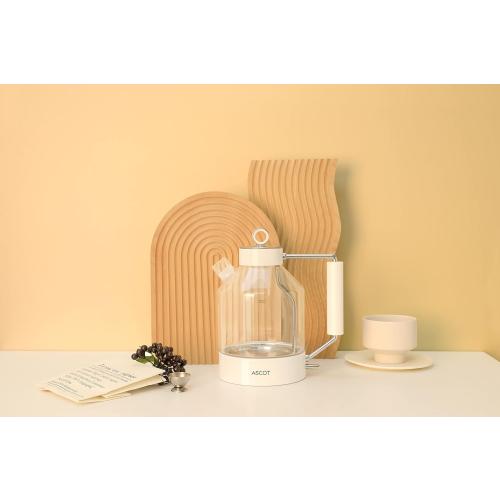 Electric Kettle, ASCOT Glass Electric Tea Kettle 1.5L 1500W Retro Tea Heater & Hot Water Boiler, No Plastic, BPA-Free, Cordless, with Auto Shut-Off and Boil-Dry Protection (Creme)