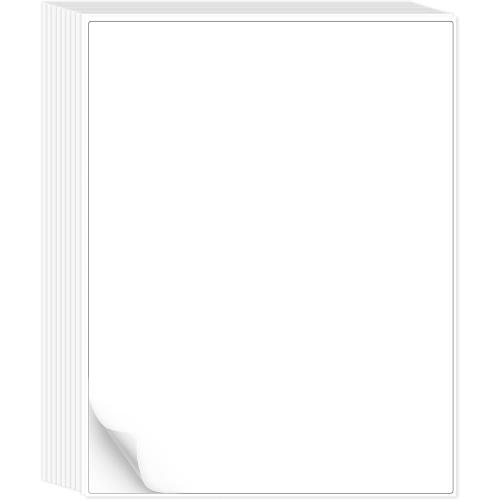 L LIKED 30 Printable White Sticker Paper Full Sheet Label, Matte, 8.5 x 11 for Laser & Inkjet Printing (30 Sheets)