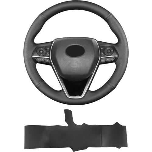 Hand Sewn Steering Wheel Cover,Fit for Toyota RAV4 SUV 2019-2024 / Avalon 2019-2022 / Camry 2018-2024 / Corolla 2020-2025,Non-Slip Breathable Microfiber Leather Steering Wheel Cover On Wrap