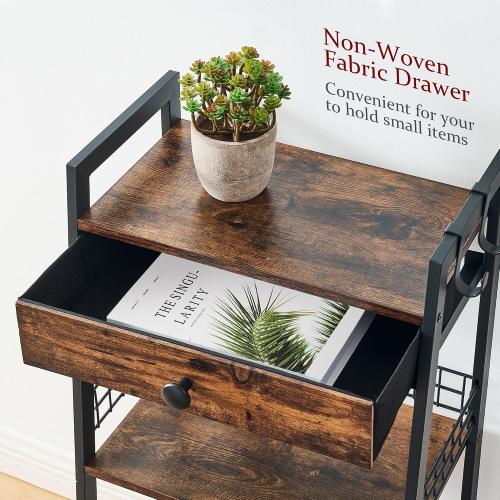Gewudraw 3-Tier Bathroom Ladder Shelf with Storage Drawer, Rustic Brown