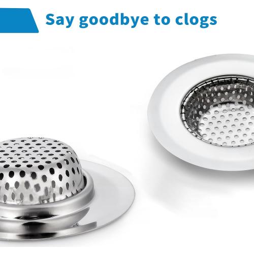 2 Pack Bathtub Drain Strainer, 2.75 Top / 1.75 Basket Stainless Steel Drain Hair Catcher, Perfect for Bathroom Sink Bathtub Vanity Sink Basin Shower Room Balcony Floor Drain (2)