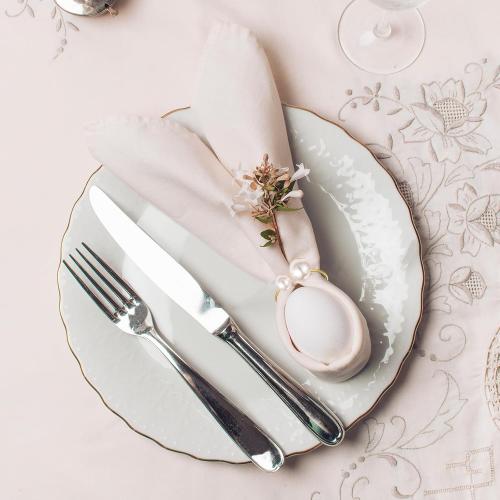 Set of 42 Pearl Napkin Rings, Gold Napkin Ring Holders with Faux Peals