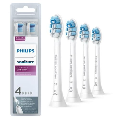 Set of 4 Philips Sonicare Optimal Gum Care Replacement Toothbrush Heads, HX9034/65, Brushsync™ Technology, White 4-pk