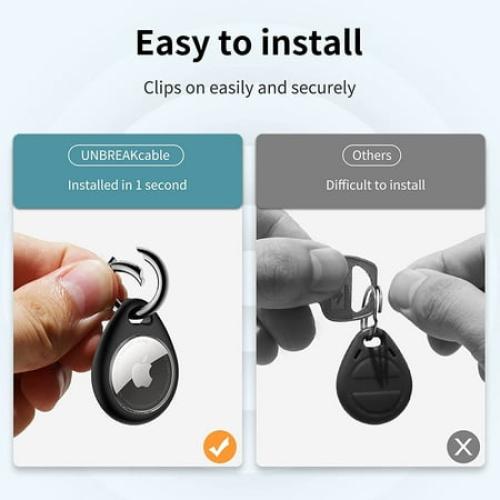UNBREAKcable 4 Pack AirTag Case Keychain Air Tag Holder TPU AirTags Key Ring Cases Tags Chain Apple Finder Tracker Accessories for Collar Strap/Keys/Bags