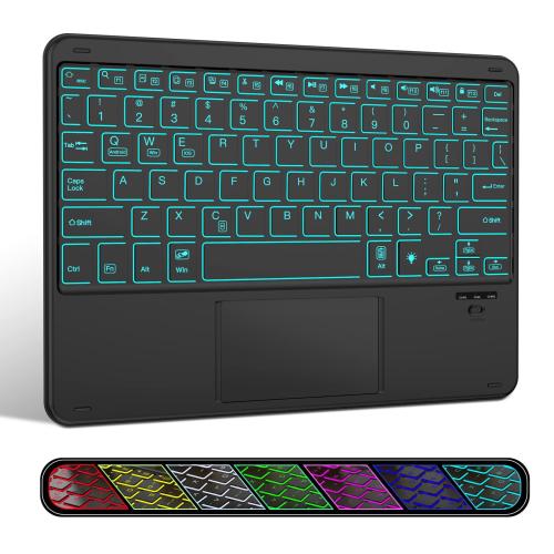 XIWMIX Ultra-Slim Wireless Bluetooth Keyboard with Touchpad - 7 Colors Backlit Universal Rechargeable Keyboard for iPad Pro/iPad Air/iPad 9.7/iPad 10.2/iPad Mini and Other iOS Android Windows Devices