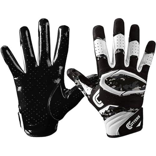 Cutters S451 Rev Pro 2.0 Receiver Safety Cornerback Football Gloves with Ultra Sticky C-Tack Grip Adult and Youth Adult L Black/CAMO