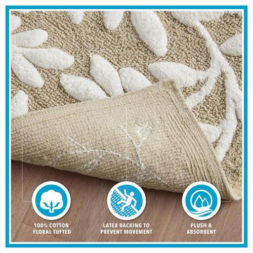 Belle 21 in. x 34 in. Taupe Cotton Tufted Bath Rug