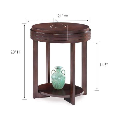 Favorite Finds 16 in. W x 21 in. D Chocolate Cherry Oval Wood End Table with Shelf