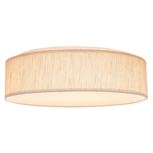15 in. Beige Contemporary Integrated LED Flush Mount with Fabric Shade and White Acrylic Diffuser
