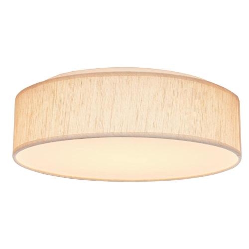 15 in. Beige Contemporary Integrated LED Flush Mount with Fabric Shade and White Acrylic Diffuser
