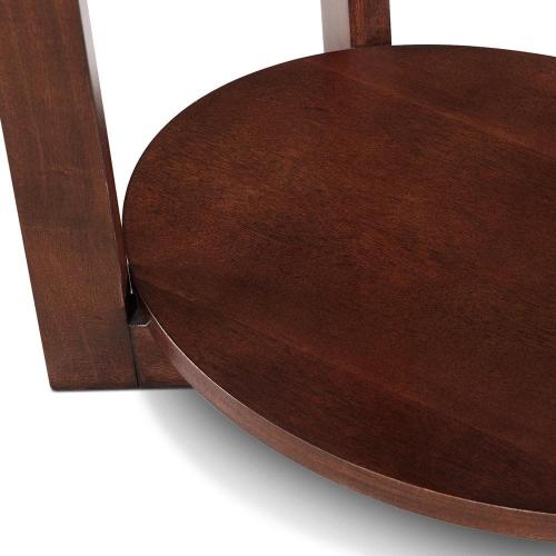 Favorite Finds 16 in. W x 21 in. D Chocolate Cherry Oval Wood End Table with Shelf