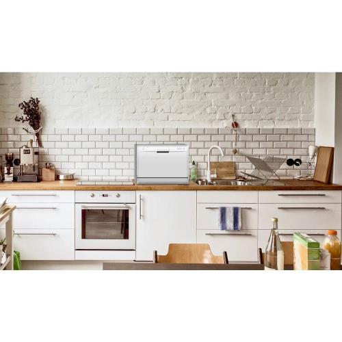 Size 24 in Hamilton Beach 24 in. White Electronic CounterTop Control 600120-volt Dishwasher with 6-Cycles, 6 Place Settings Capacity