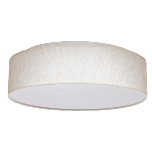 15 in. Beige Contemporary Integrated LED Flush Mount with Fabric Shade and White Acrylic Diffuser