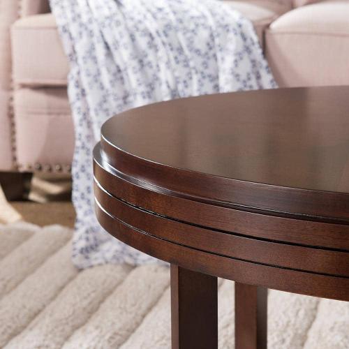 Favorite Finds 16 in. W x 21 in. D Chocolate Cherry Oval Wood End Table with Shelf
