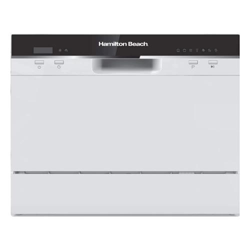 Size 24 in Hamilton Beach 24 in. White Electronic CounterTop Control 600120-volt Dishwasher with 6-Cycles, 6 Place Settings Capacity