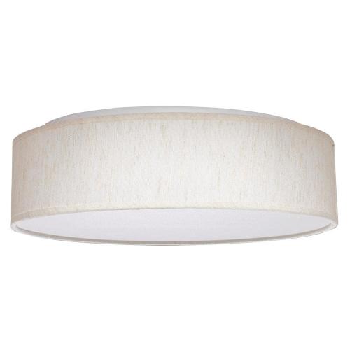 15 in. Beige Contemporary Integrated LED Flush Mount with Fabric Shade and White Acrylic Diffuser