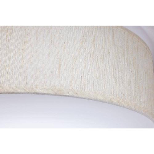 15 in. Beige Contemporary Integrated LED Flush Mount with Fabric Shade and White Acrylic Diffuser