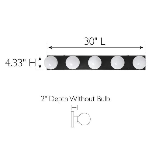 Design House Contemporary 30 in. 5-Light Matte Black Indoor Vanity Light