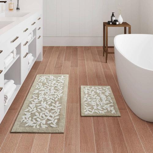 Belle 21 in. x 34 in. Taupe Cotton Tufted Bath Rug