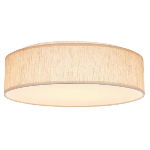 15 in. Beige Contemporary Integrated LED Flush Mount with Fabric Shade and White Acrylic Diffuser