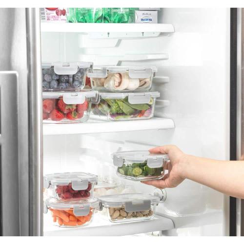 JoyFul 24-Piece Light Grey Glass Storage Containers with Leakproof Lids Set