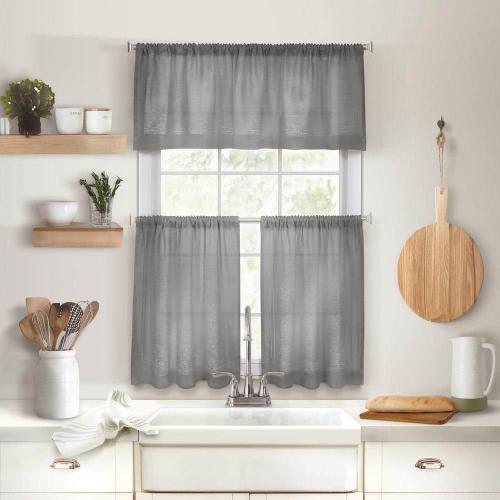 Gray Rod Pocket Room Darkening Curtain - 30 in. W x 24 in. L (Set of 2)