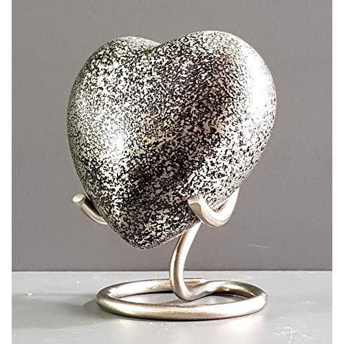 eSplanade Heart Shape Cremation urn Memorial Container Jar Pot | Metal Urns | Memorial Keepsake Urns. (Silver)