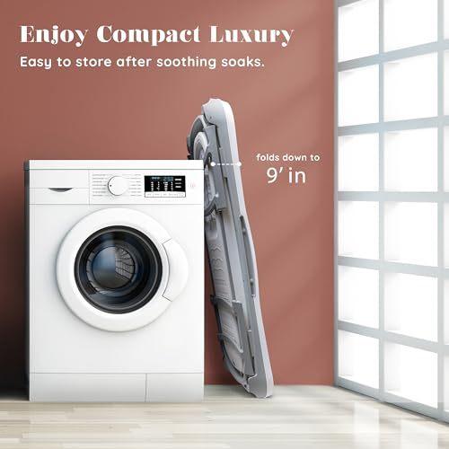 Portable Bathtub for Adult - Large 56'in Foldable Collapsible tub - Ergonomically Designed for the Ultimate Relaxing Soaking Bath. Ideal for Small Spaces - Quick Effortless Folding Bathtub