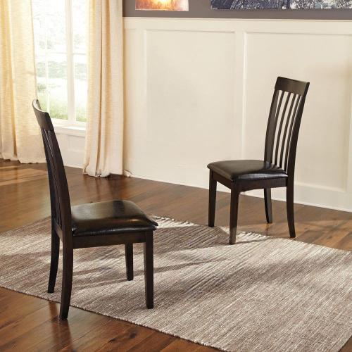 Set of 2 Hammis Dark Brown / Black Faux Leather Cushioned Side Chair Set of 2