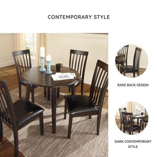 Set of 2 Hammis Dark Brown / Black Faux Leather Cushioned Side Chair Set of 2