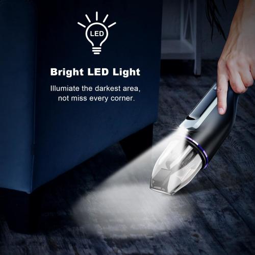 DRECELL Handheld Vacuum Cordless Car Vacuum with Brushless Motor & 14000Pa Suction 1.2lbs Lightweight LED Light Slim Mini Vacuum Cleaner for Car Home Pet