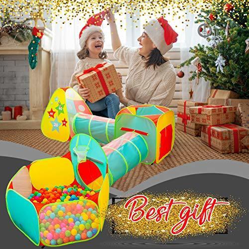 5pc Kids Play Tent for Toddlers with Ball Pit Crawl Tunnel Indoor & Outdoor Playhouse Jungle Gym Toys for Boys & Girls Includes Dart Balls Teepee & Basketball Hoops