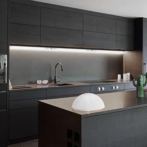 CINOTON Stepless Dimmable Under Cabinet Lights 3 Bar 12 Sensor Activated Under Counter Lights for Kitchen with Cold & Warm Light 1200 lm Plug-in Under Cabinet Lighting in Series Connection