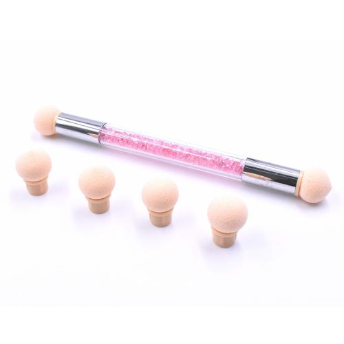Nail Brush Sponge Nail Brush Picking Dotting Gradient Pen Brush Nail Art Tools with 4 Replacement Heads