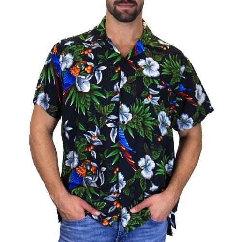 V.H.O Funky Hawaiian Shirt Parrotcherry Black XL