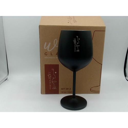 Gusto Nostro Stainless Steel Wine Glass - 18 oz - Unbreakable Black Wine Glasses for Travel, Camping and Pool - Fancy, Unique and Cool Portable Metal Wine Glass for Outdoor Events, Picnics (Set of 2)