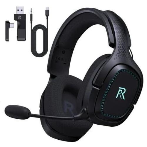 FFN 2.4GHz Wireless Gaming Headset for PS5, Bluetooth Gaming Headphones with Microphone Noise Canceling, 3.5mm Wired Mode for Xbox Series, Black ﻿ ﻿ - Walmart.com