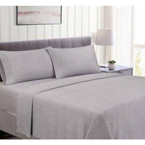Bee and Willow Queen Size Flannel Cotton Sheet Set Grey Heather