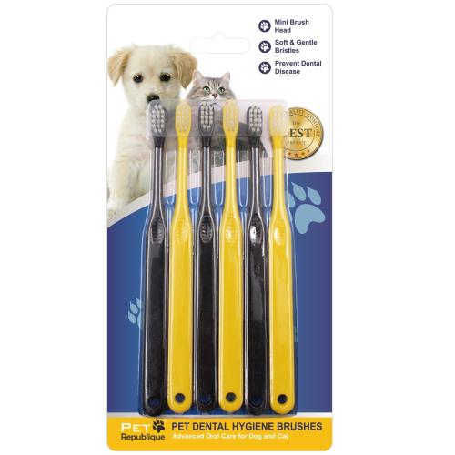 Pet Republique Small Toothbrush for Dogs Cats - Cat Toothbrush Small Dog Toothbrush - Designed for Cat Kitten Puppy and Small Dog Like Chihuahuas Yorkshire and Poodle (6 Count)