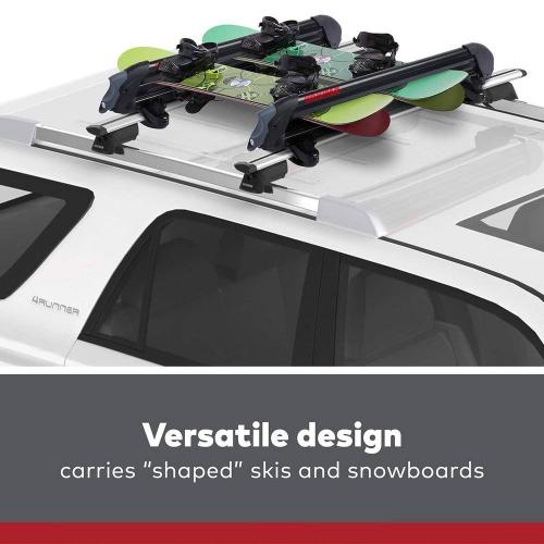 Powder Hound 6 Ski or 4 Snowboard Universal Mount Travel Roof Rack, Black