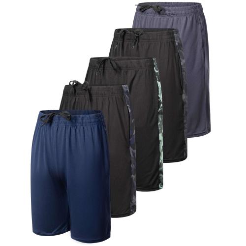 Real Essentials Dry Fit Dri-Fit Big Boys Girls Youth Clothing Active Athletic Performance Basketball Soccer Tennis Exercise Summer Activewear Gym Teen Running Shorts Set 8 M (8/10) Pack of 5